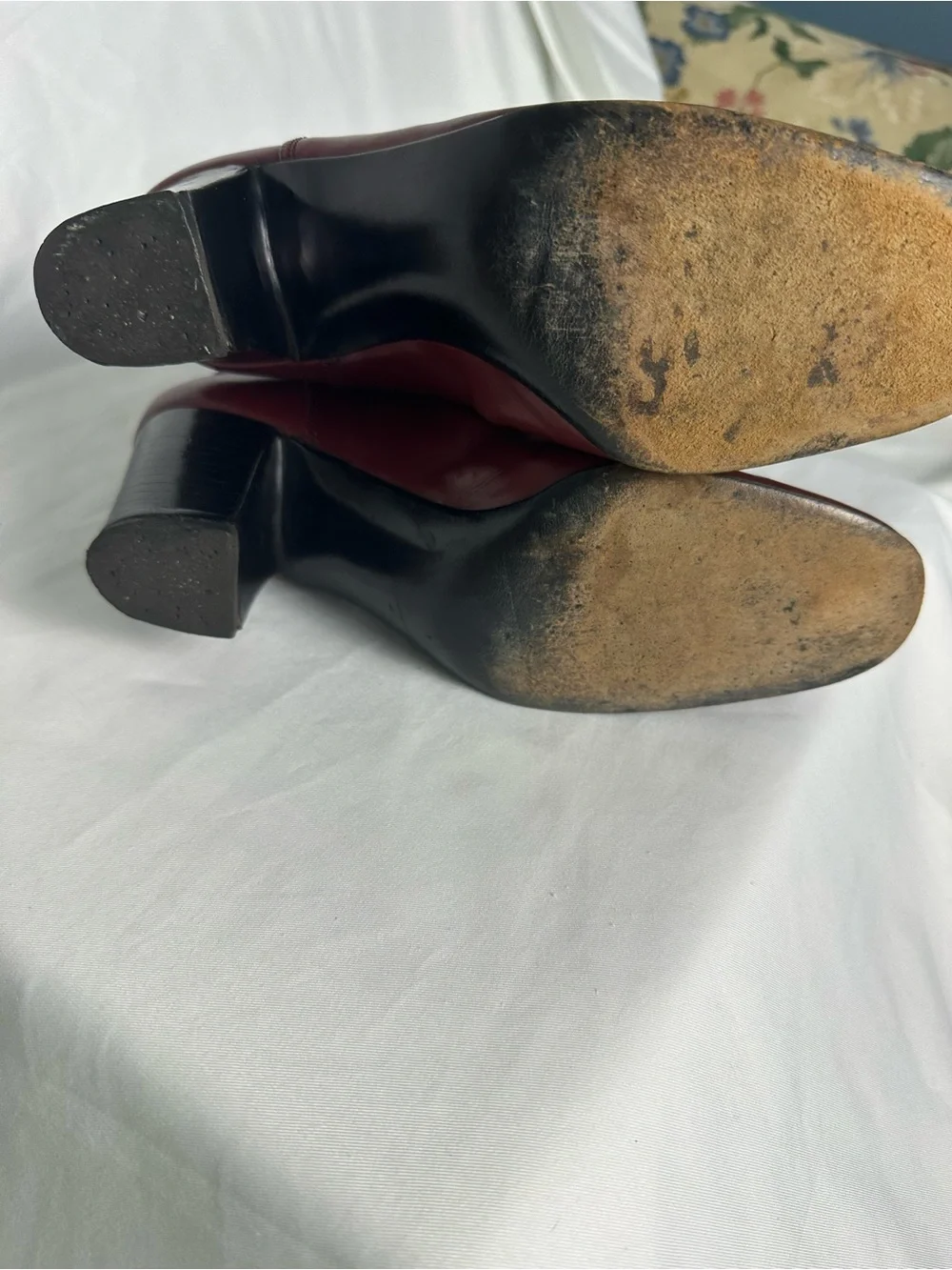 Women’s Burgundy Brown Genuine Leather Knee High Boots Size 6 Slim Fit